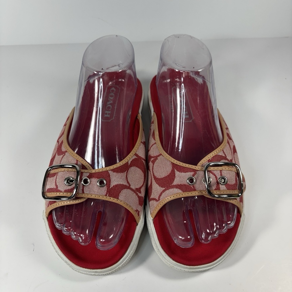 Vintage Y2K Coach "Bonny" Red Signature Slide Sandals Size 8 B - Picture 2 of 6